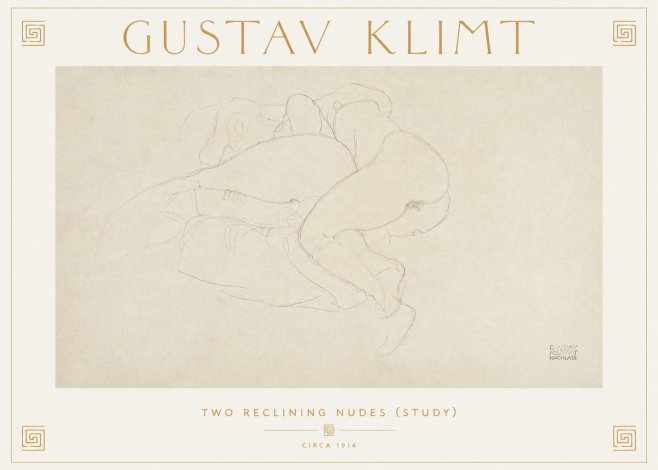 Klimt Two Reclining Nudes (Study) No2 - Plakat