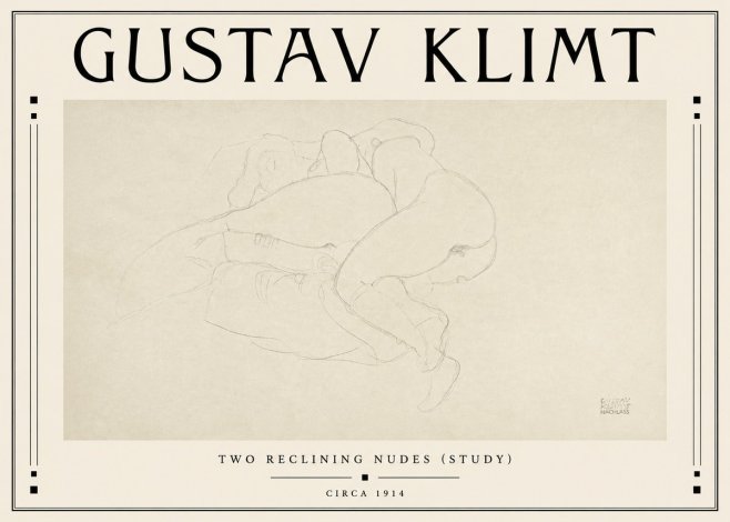 Klimt Two Reclining Nudes (Study) No3 - Plakat