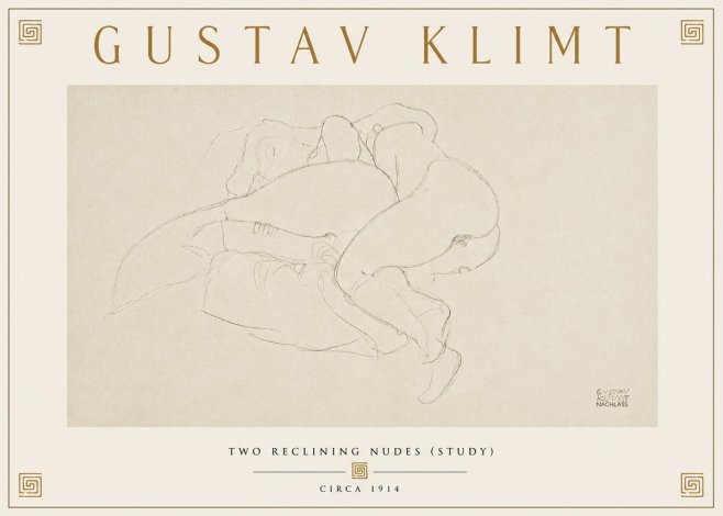 Klimt Two Reclining Nudes (Study) No6 - Plakat