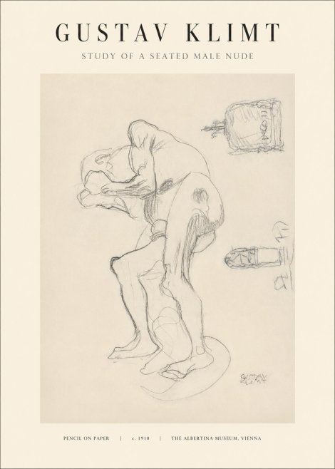 Klimt Study of a Seated Male Nude No1 - Plakat