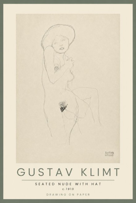 Klimt Seated Nude with Hat No2 - Plakat