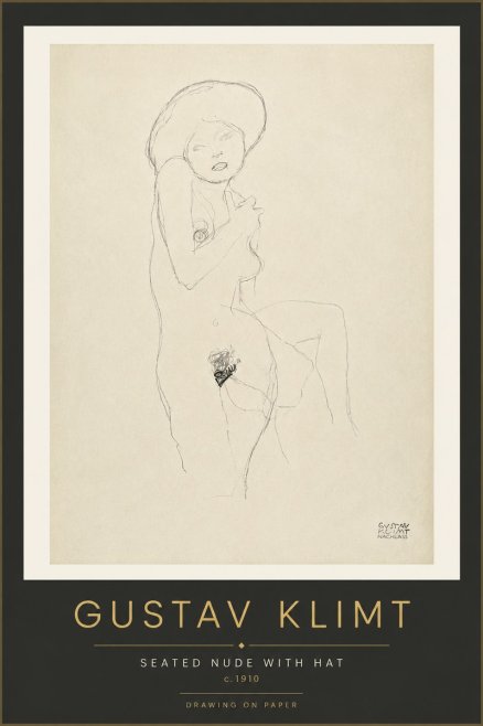Klimt Seated Nude with Hat No4 - Plakat
