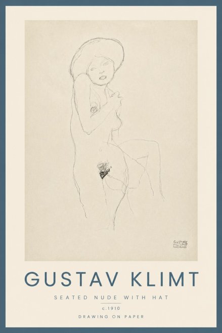 Klimt Seated Nude with Hat No5 - Plakat