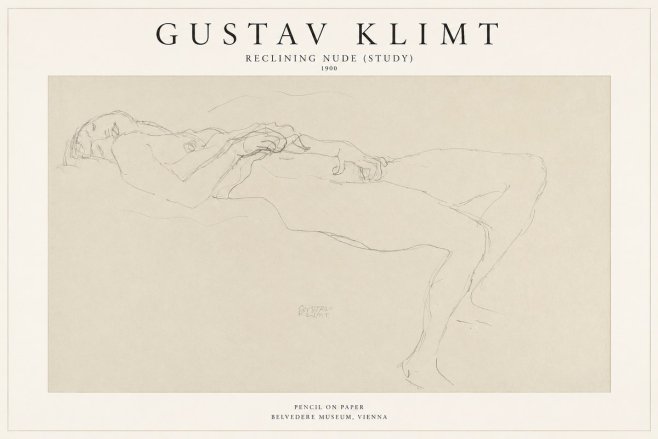 Klimt Reclining Nude (Study) No1 - Plakat