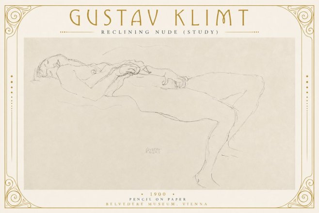Klimt Reclining Nude (Study) No2 - Plakat