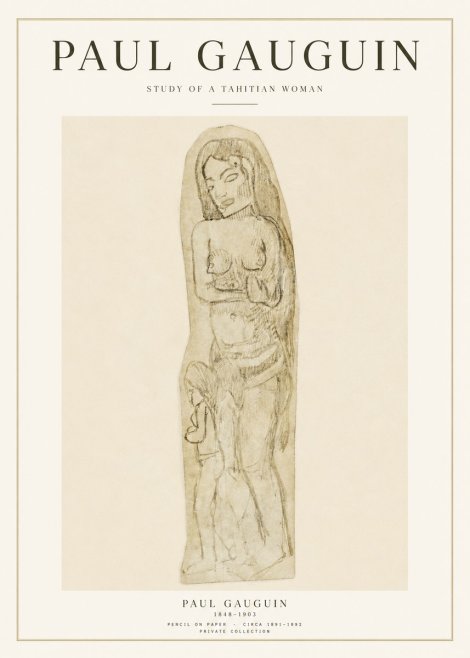Paul Gauguin Study of a Tahitian Woman II No1 - Plakat