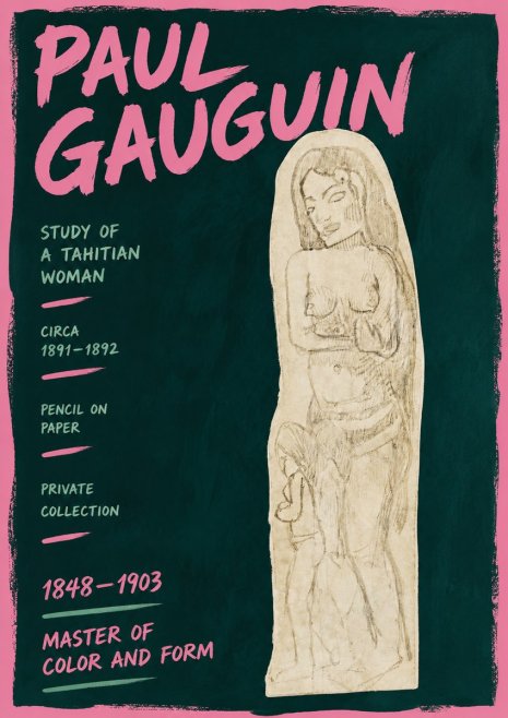 Paul Gauguin Study of a Tahitian Woman II No5 - Plakat