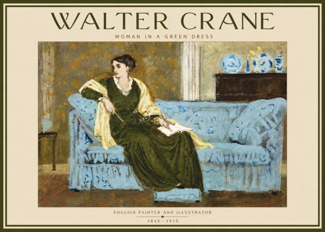 Walter Crane Woman in a Green Dress No4 - Plakat