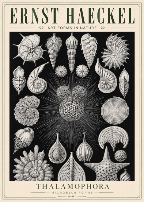 Ernst Haeckel Thalamophora - Microbian Forms - Plate 2 No5 - Plakat