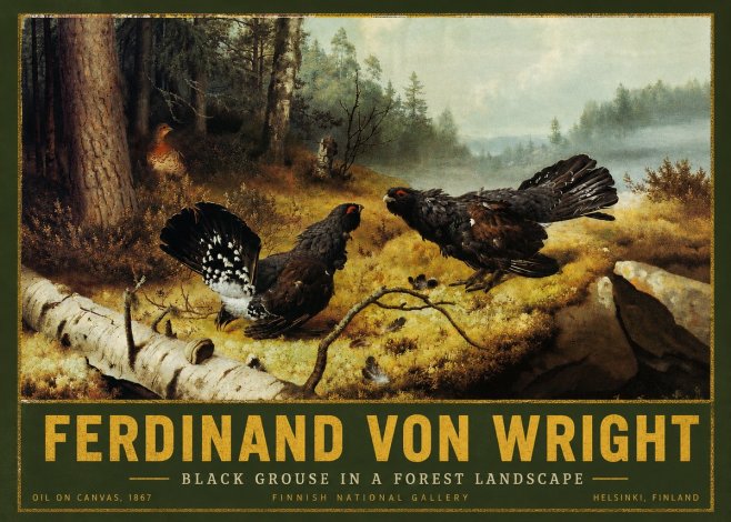 Ferdinand von Wright Black Grouse in a Forest Landscape No2 - Plakat