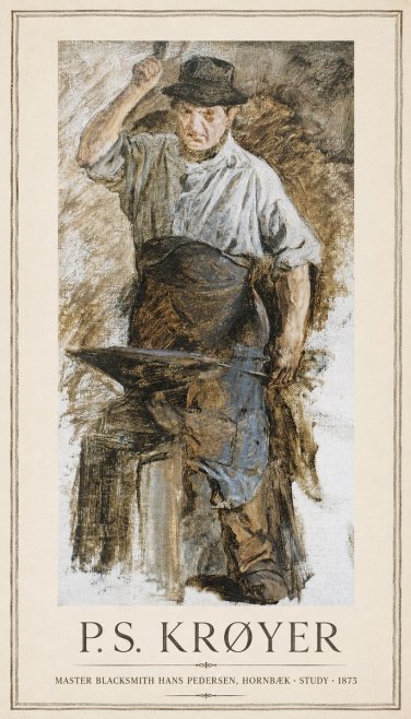 P.S. Krøyer Master Blacksmith Hans Pedersen, Hornbaek · Study · 1873 No1 - Plakat