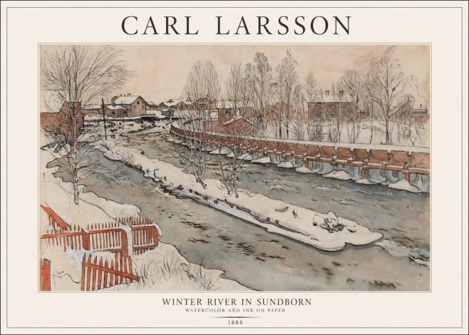 Carl Larsson Winter River in Sundborn No1 - Plakat