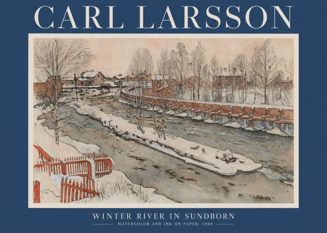 Carl Larsson Winter River in Sundborn No2 - Plakat