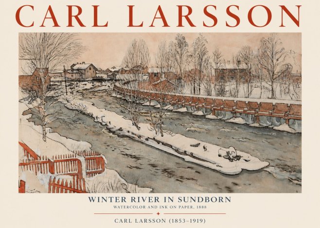 Carl Larsson Winter River in Sundborn No3 - Plakat