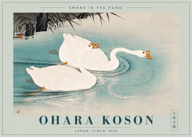 Ohara Koson Two Swans No6 - Plakat