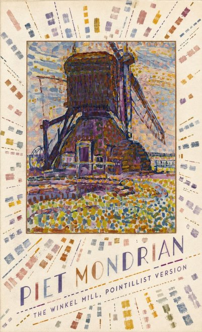 Piet Mondrian The Winkel Mill, Pointillist Version No4 - Plakat