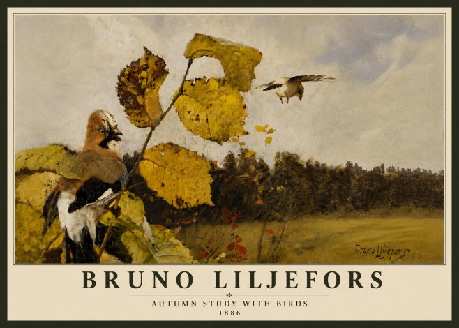 Bruno Liljefors Autumn Study with Birds No6 - Plakat