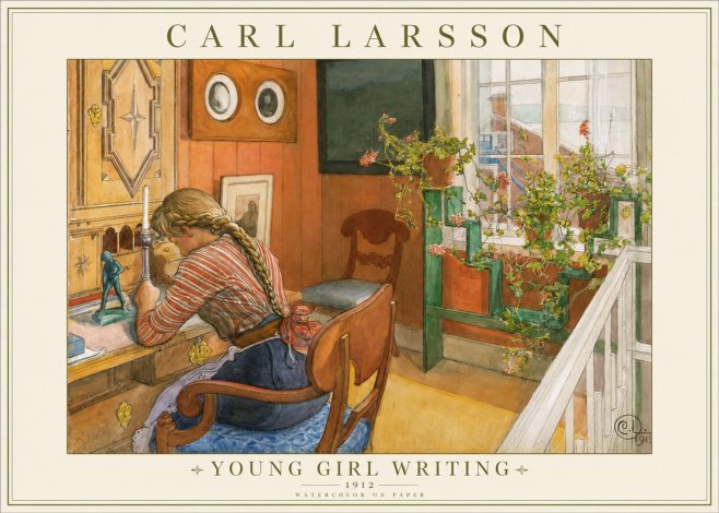 Carl Larsson Young Girl Writing No1 - Plakat
