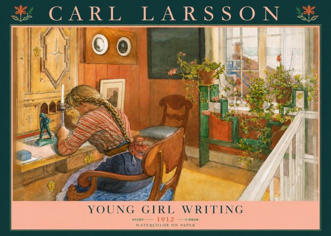 Carl Larsson Young Girl Writing No3 - Plakat
