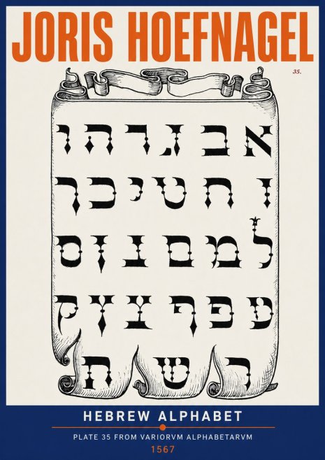 Joris Hoefnagel Hebrew Alphabet No2 - Plakat