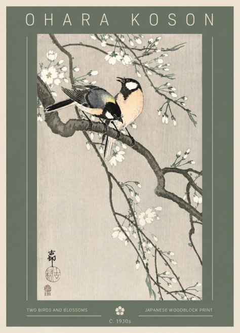 Ohara Koson Two Birds and Blossoms I No3 - Plakat