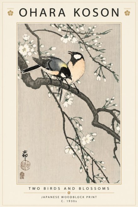 Ohara Koson Two Birds and Blossoms I No5 - Plakat