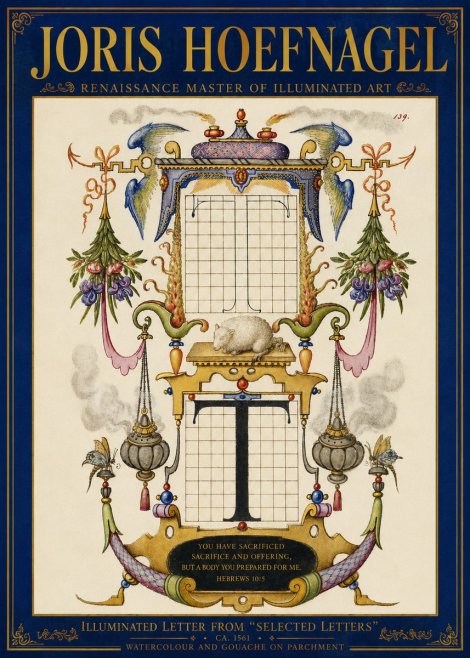 Joris Hoefnagel Letter T with Biblical Verse No5 - Plakat