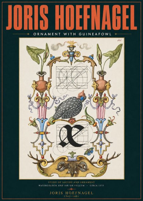 Joris Hoefnagel Ornament with Guineafowl No2 - Plakat