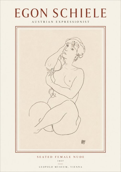 Schiele Seated Female Nude No1 - Plakat