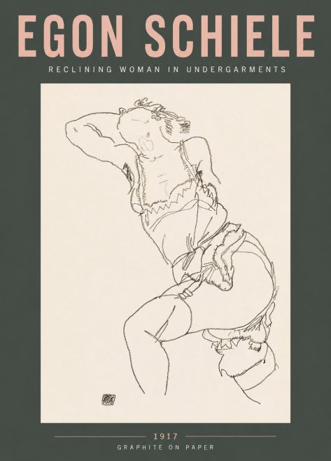 Schiele Reclining Woman in Undergarments No5 - Plakat