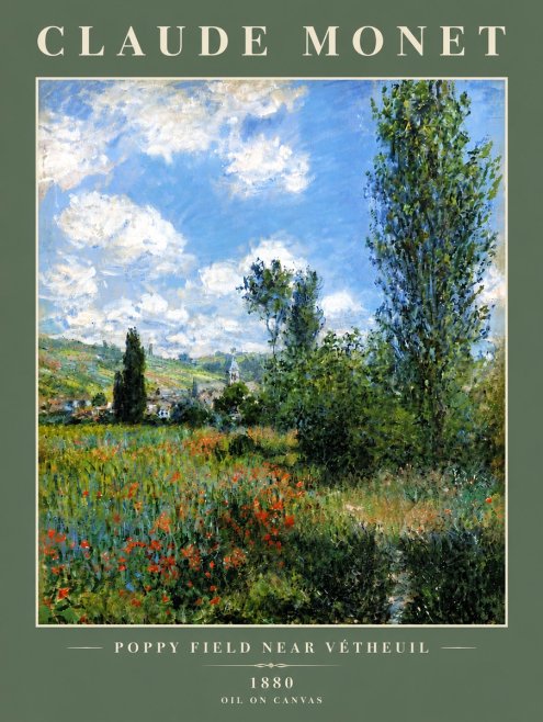Monet Poppy Field Near Vétheuil No5 - Plakat