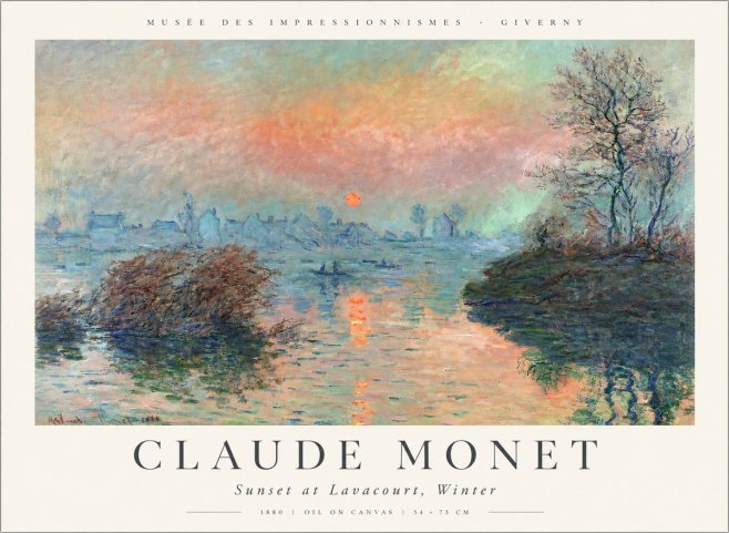 Monet Sunset at Lavacourt, Winter No3 - Plakat