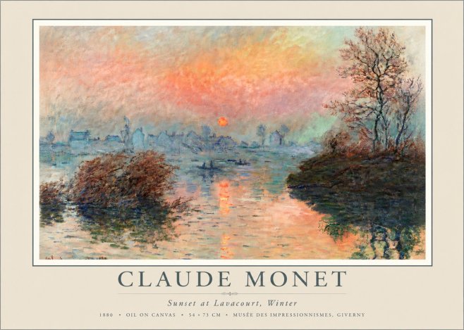 Monet Sunset at Lavacourt, Winter No5 - Plakat