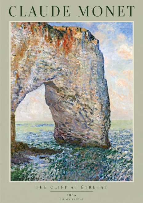 Monet The Cliff at Étretat No3 - Plakat