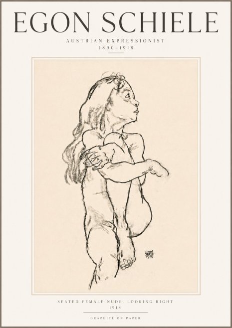 Schiele Seated Female Nude, Looking Right No5 - Plakat