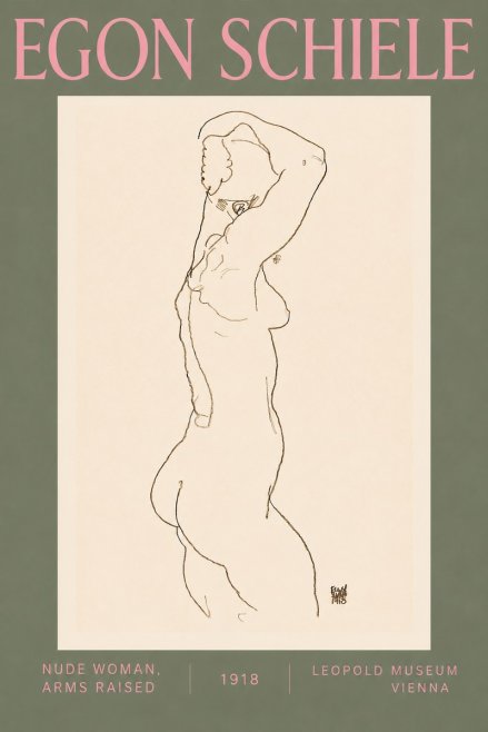 Schiele Nude Woman, Arms Raised No5 - Plakat
