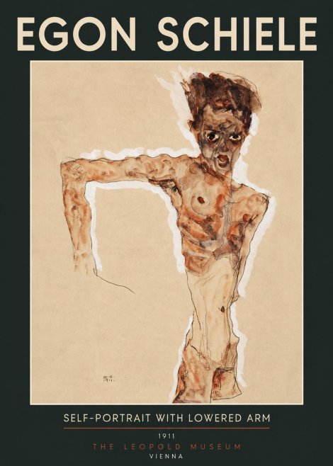 Schiele Self-portrait with Lowered Arm No2 - Plakat