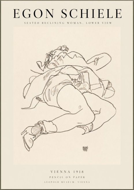 Schiele Seated Reclining Woman, Lower View No1 - Plakat