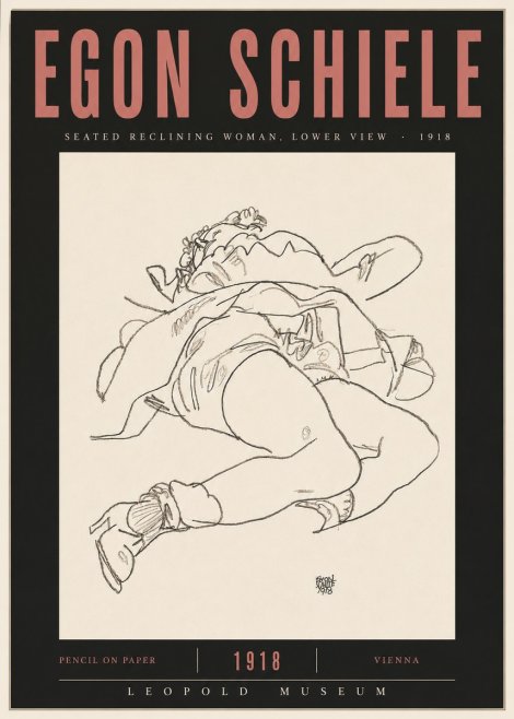 Schiele Seated Reclining Woman, Lower View No5 - Plakat