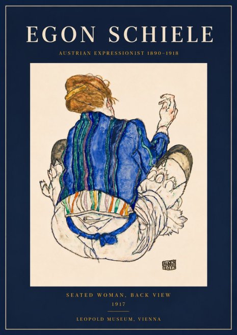 Schiele Seated Woman, Back View No6 - Plakat