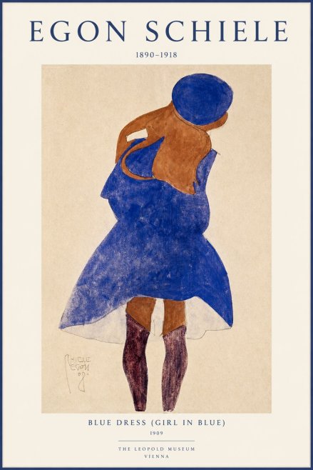 Schiele Blue Dress (Girl in Blue) No1 - Plakat