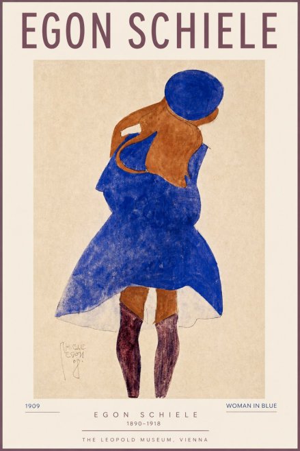 Schiele Blue Dress (Girl in Blue) No3 - Plakat