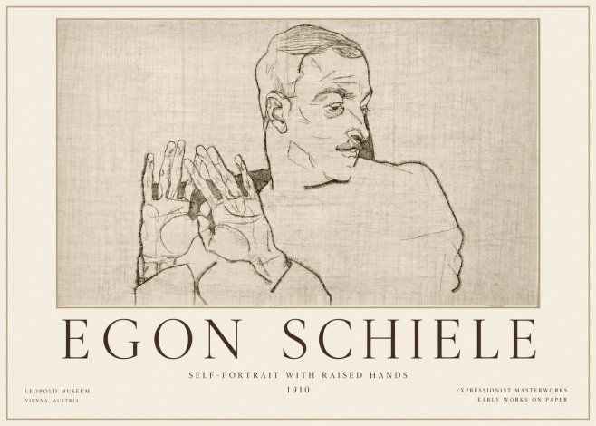 Schiele Self-portrait with Raised Hands No4 - Plakat