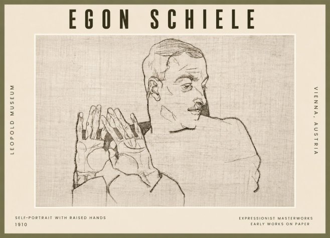 Schiele Self-portrait with Raised Hands No5 - Plakat