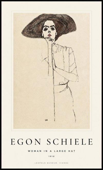 Schiele Woman in a Large Hat No1 - Plakat