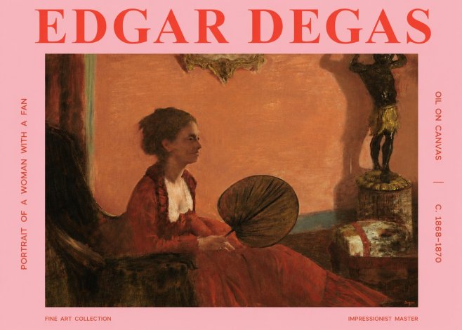 Edgar Degas Portrait of a Woman with a Fan No3 - Plakat