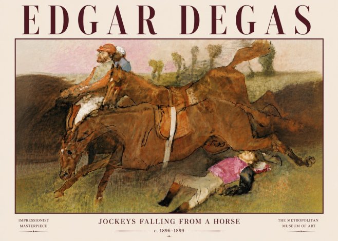 Edgar Degas Jockeys Falling from a Horse No6 - Plakat