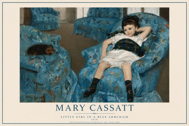 Mary Cassatt Little Girl in a Blue Armchair No3 - Plakat
