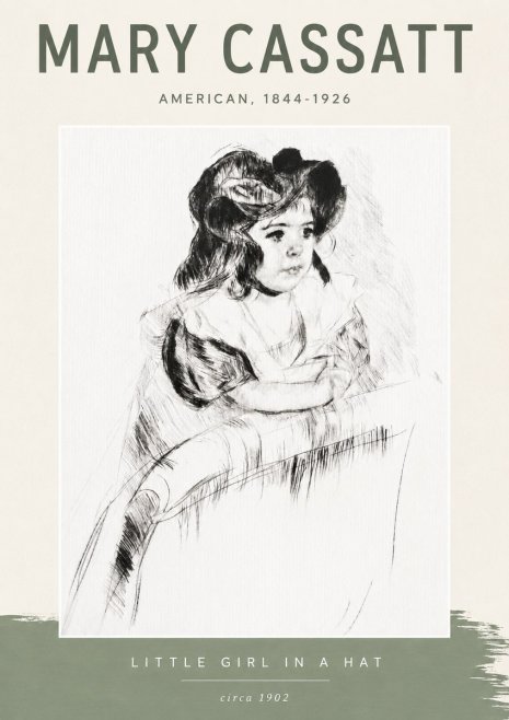 Mary Cassatt Little Girl in a Hat No6 - Plakat