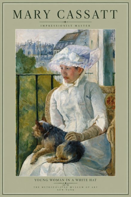 Mary Cassatt Young Woman in a White Hat No6 - Plakat